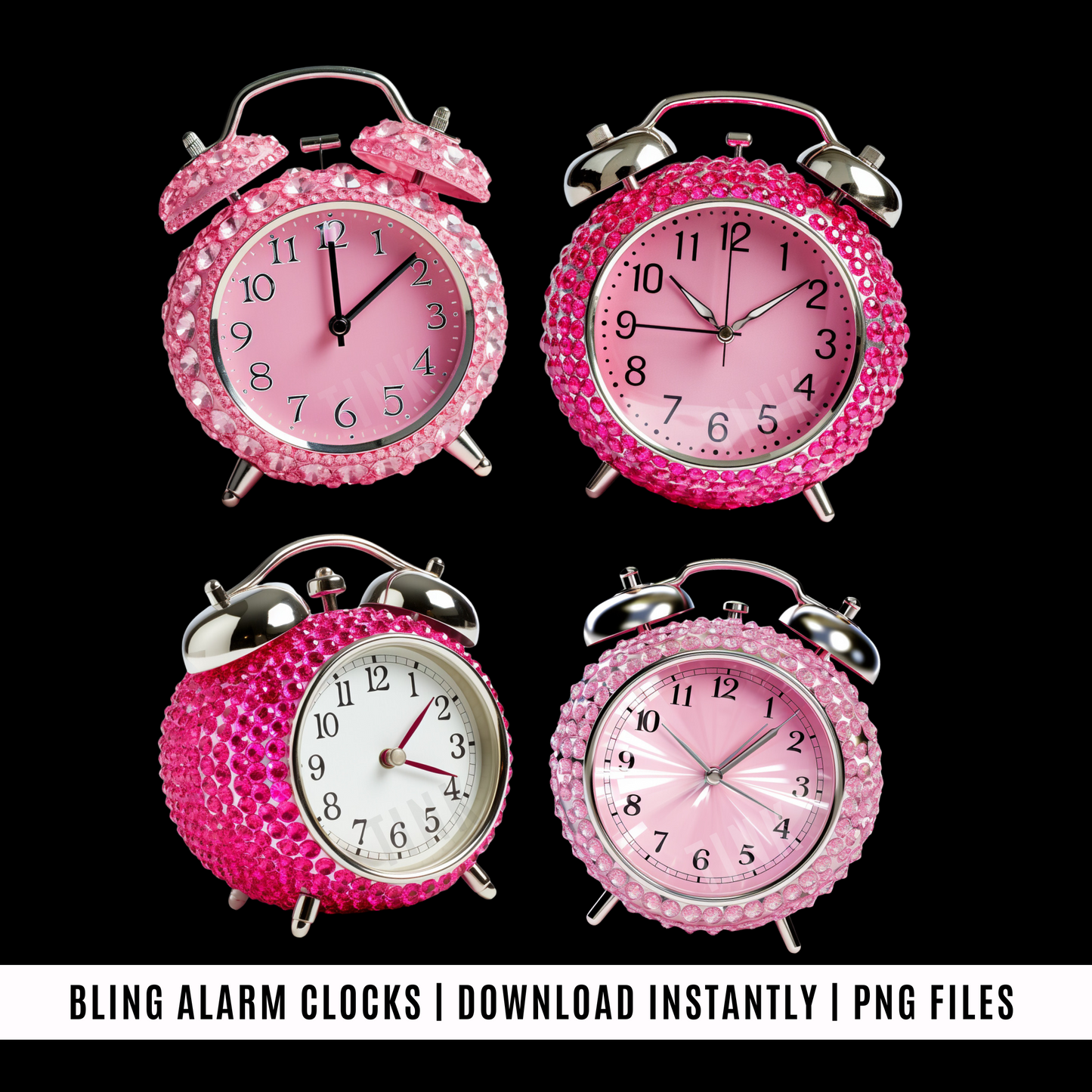 Pink Bling Clocks PNG